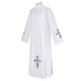 Pastor Uniform With Jacquard Blue Crucifixion God Father Cosplay Costume Outfits Halloween Carnival Suit